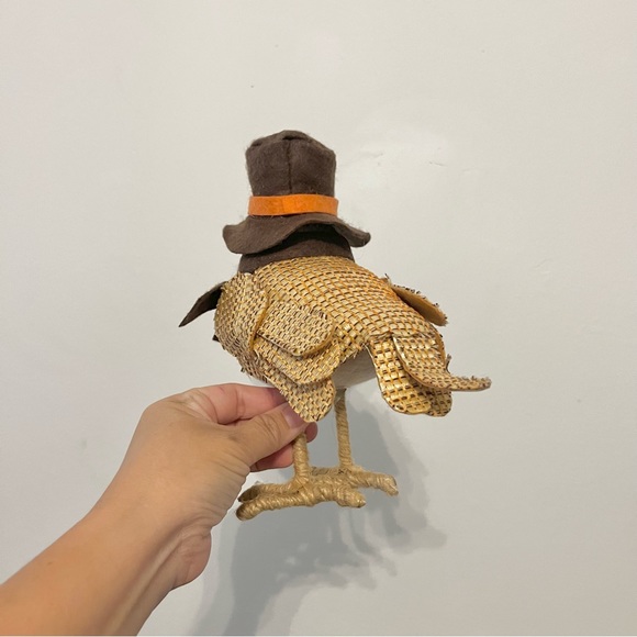 Fall Harvest Fabric Bird Decoration Figure with Top Hat Scarf Target Style Brown - Picture 3 of 7